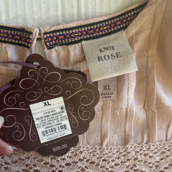 NWT Knox Rose Peasant Tiered Blouse Size XL Blush Pink 3/4 Sleeves Boho READ - Picture 4 of 14